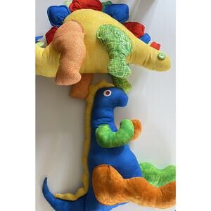 Vintage Handmade Fabric Plush Dinosaurs Large Colorblock Design